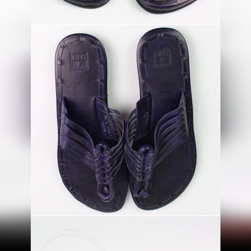 Frye Zoe Purple Leather Huarache Sandals Strappy Thongs Flat 7.5